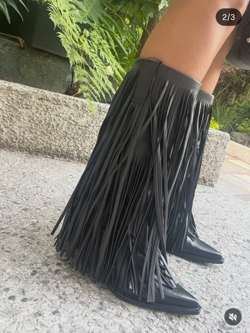 Zara Black Leather Fringe Western Boots Size EU 37 / US 6.5 - NWOT